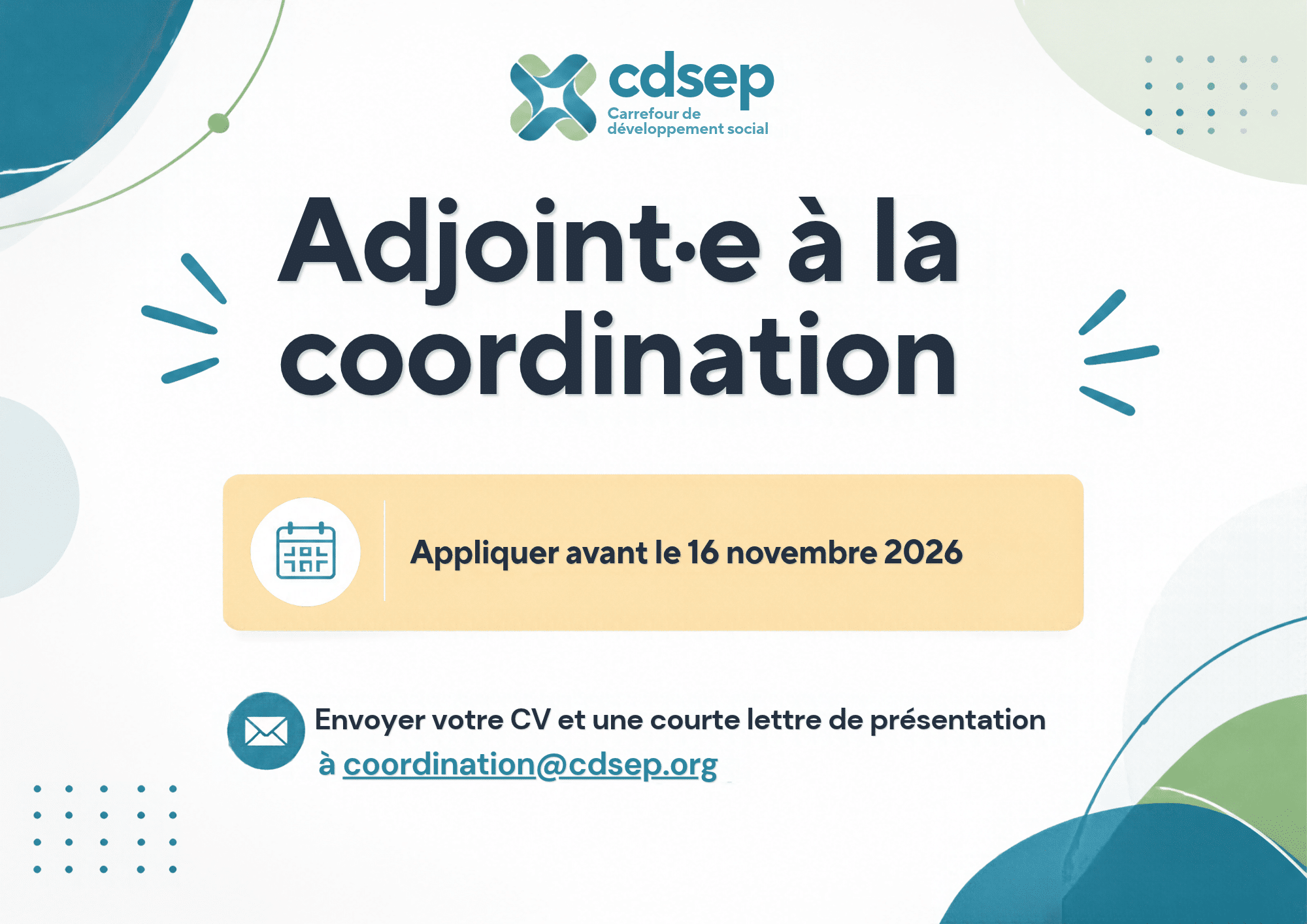 📢 Nouveau poste : Joignez-vous à l&rsquo;équipe du CDSEP